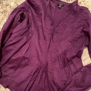 Talbots plum pleated blouse small